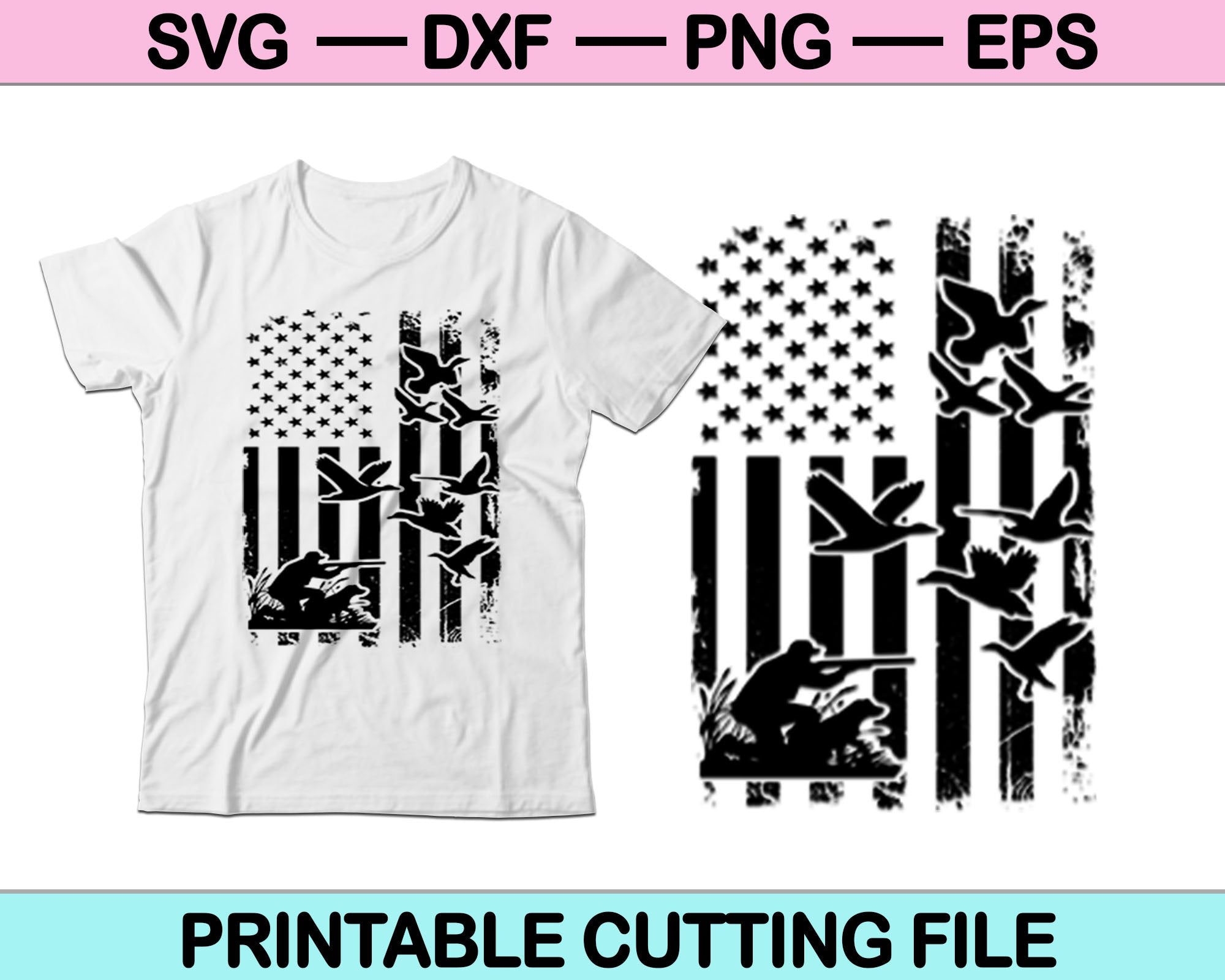 Download Men Duck Hunting American Flag Svg File Or Dxf File Make A Decal Or Ts Creativeusarts