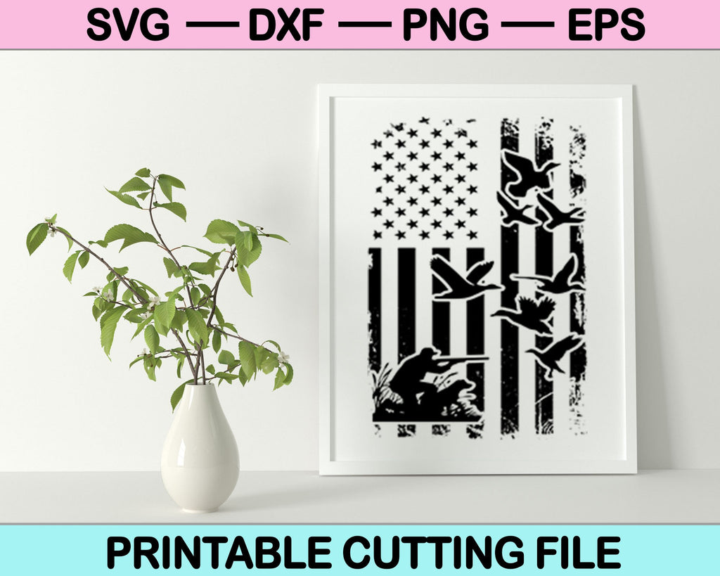 Download Men Duck Hunting American Flag Svg File Or Dxf File Make A Decal Or Ts Creativeusarts