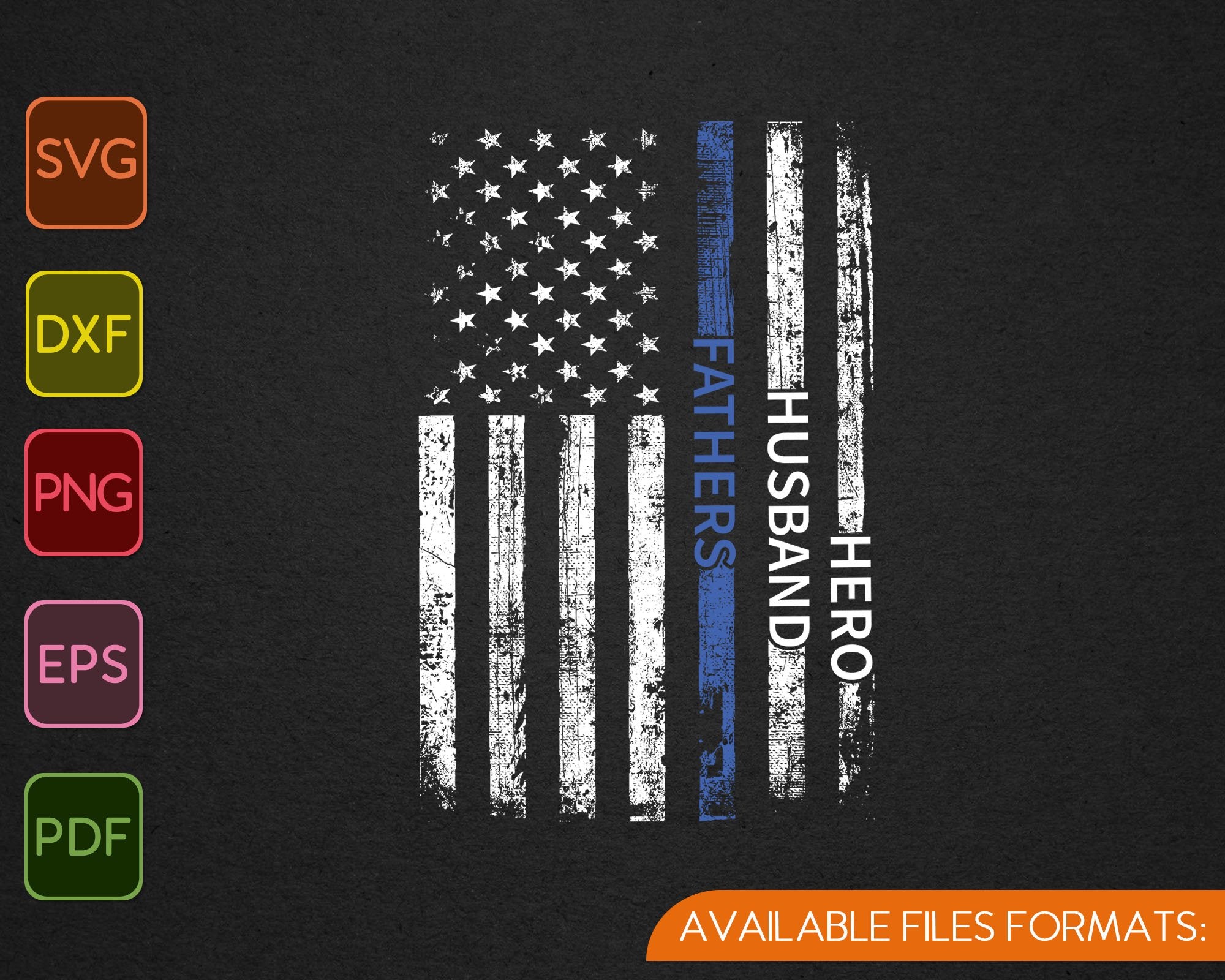 Police Husband Daddy Hero July 4th Fathers Day Svg Png Files Creativeusarts