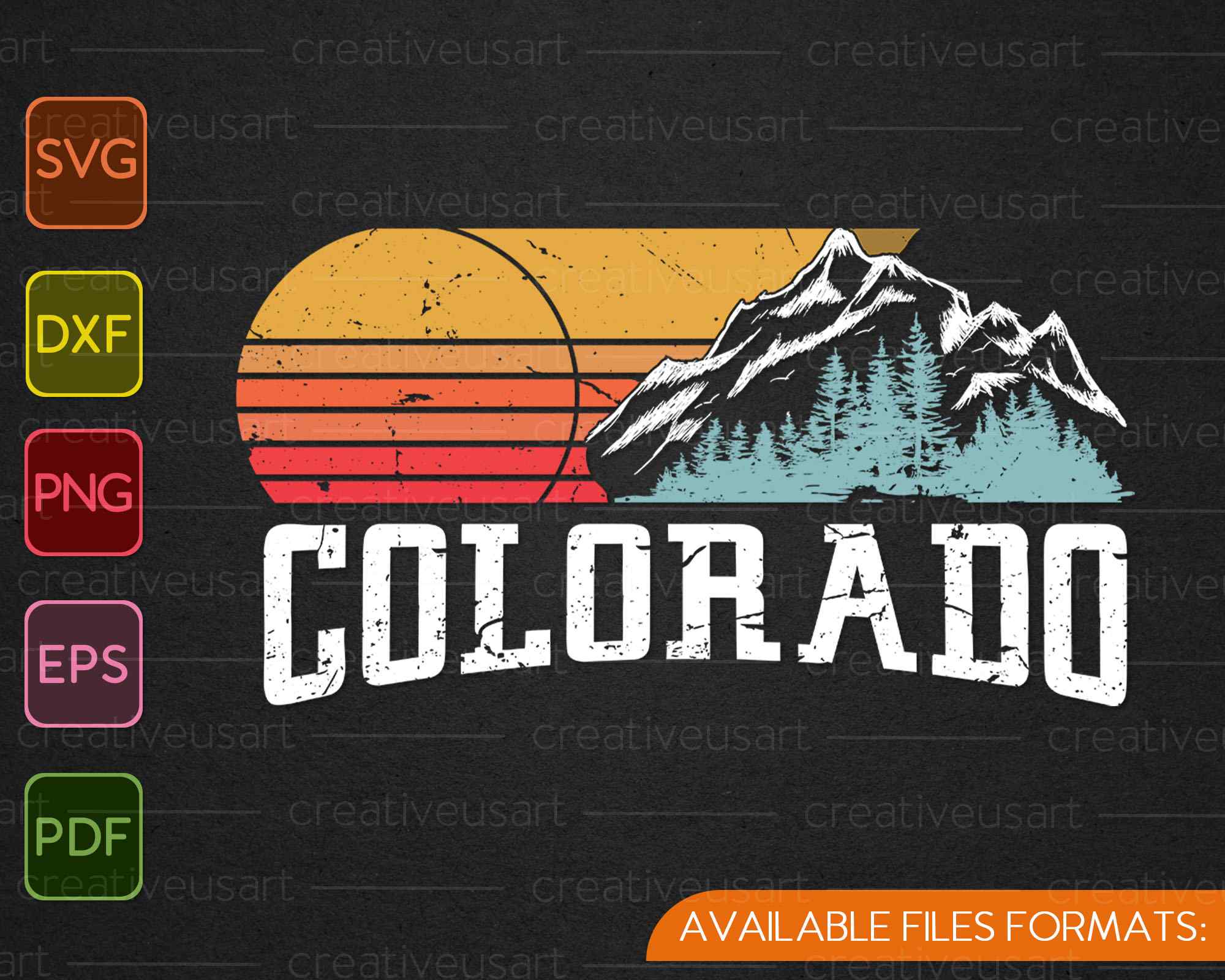 Download Retro Style Colorado Vintage Rocky Mountains Sun Svg Png Files Creativeusarts