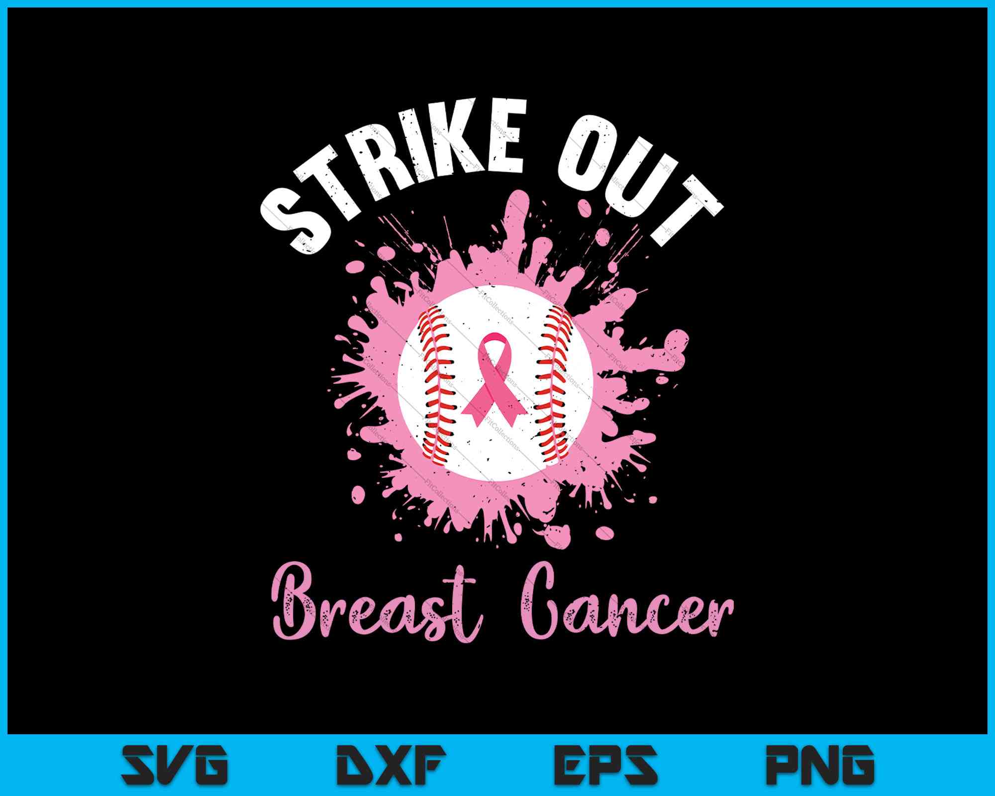 Download Strike Out Breast Cancer Baseball Pink Ribbon Svg Png Files Creativeusarts