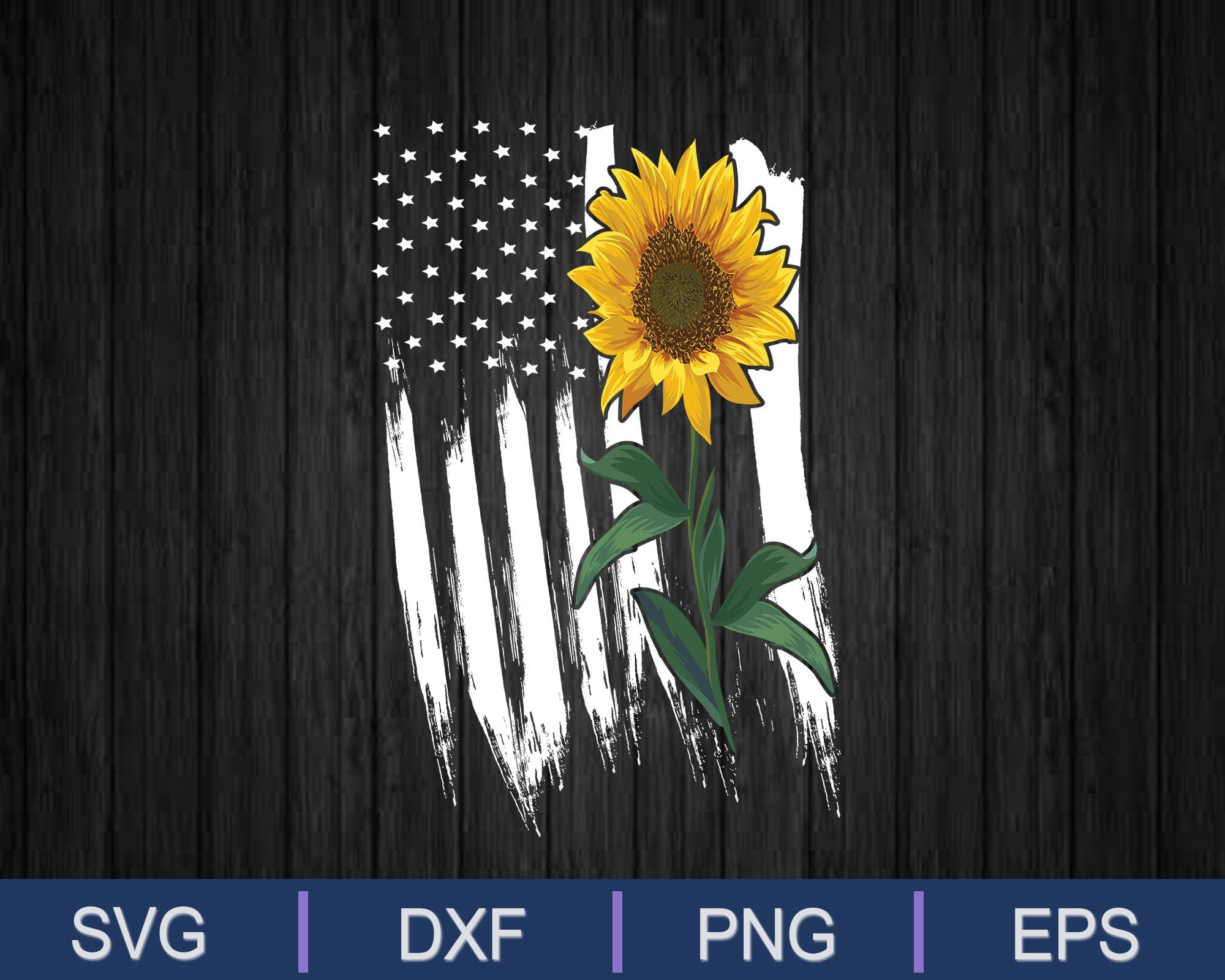 Sunflower American Flag 4th July Svg Png Files Creativeusarts