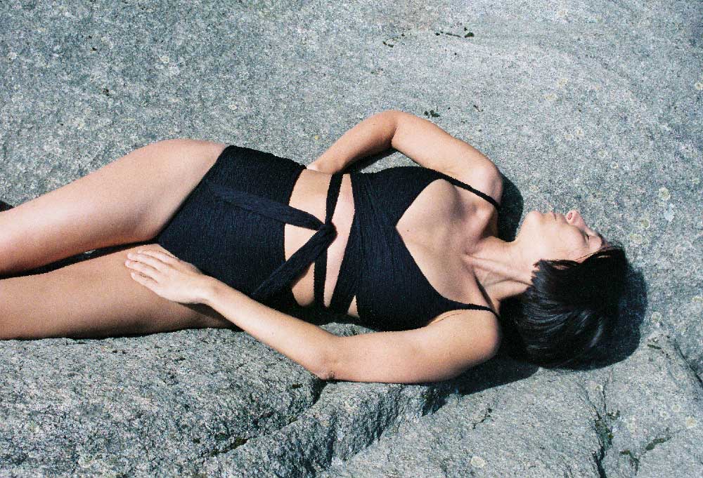 black wrap ethical swimwear bikini 