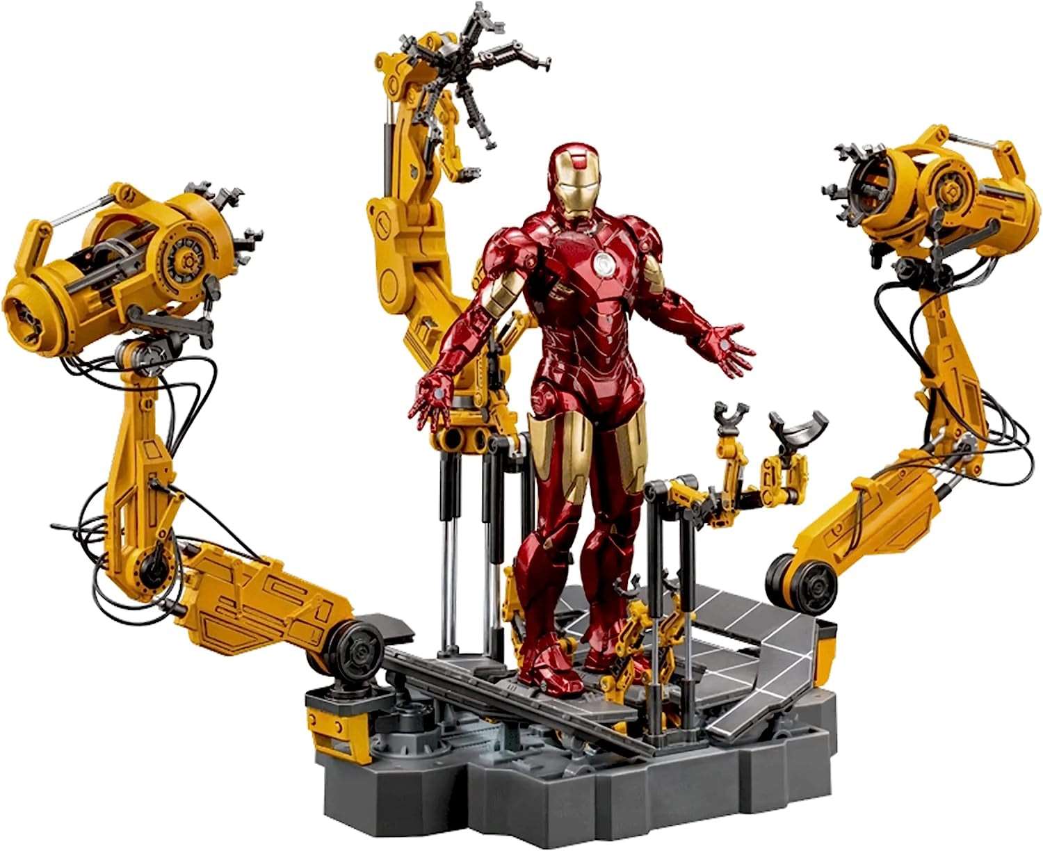 Ironman MK4 Suit-Up Gantry,7 Inch Action Figure,Collectible Ironman Scence,Light with Platform