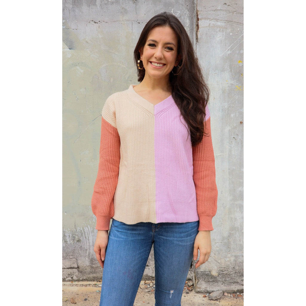Just Go With It Crew Neck Sweater In Hot Pink Stripe – Twisted Magenta