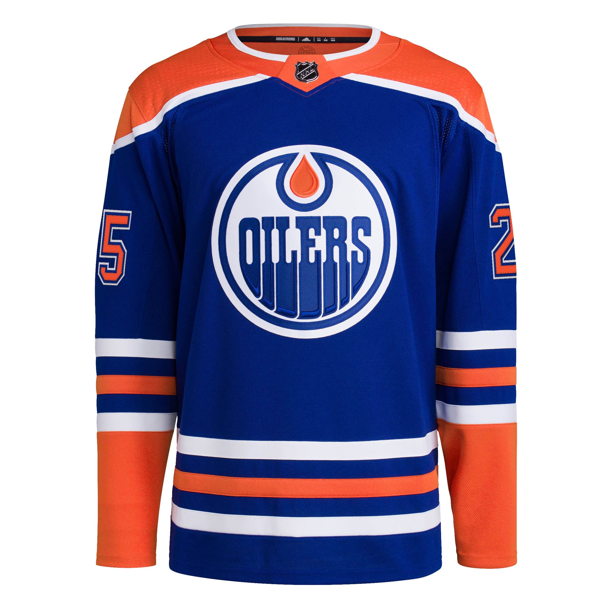 Edmonton Oilers No25 Darnell Nurse Royal Blue Sequin Embroidery Fashion Jersey