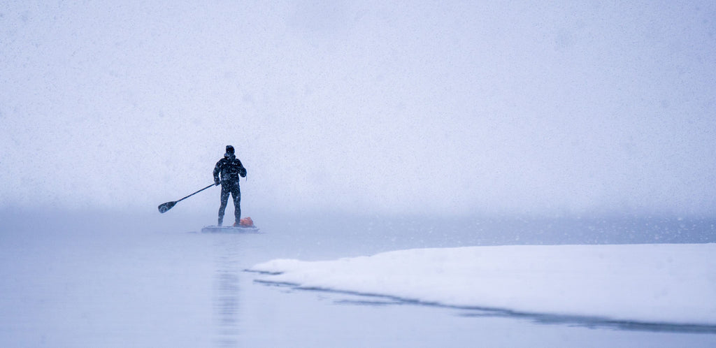 winter paddle boarding