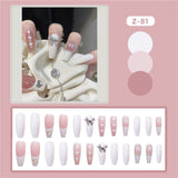 Musinge Y2K Rhinestone False Nails Press On Nail Fake Nails With Glue Coffin Aesthetic 24Pcs Detachable Full Cover French Nail Tips Art