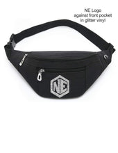 Load image into Gallery viewer, Black Fannie Pack with NE Logo in Glitter Vinyl
