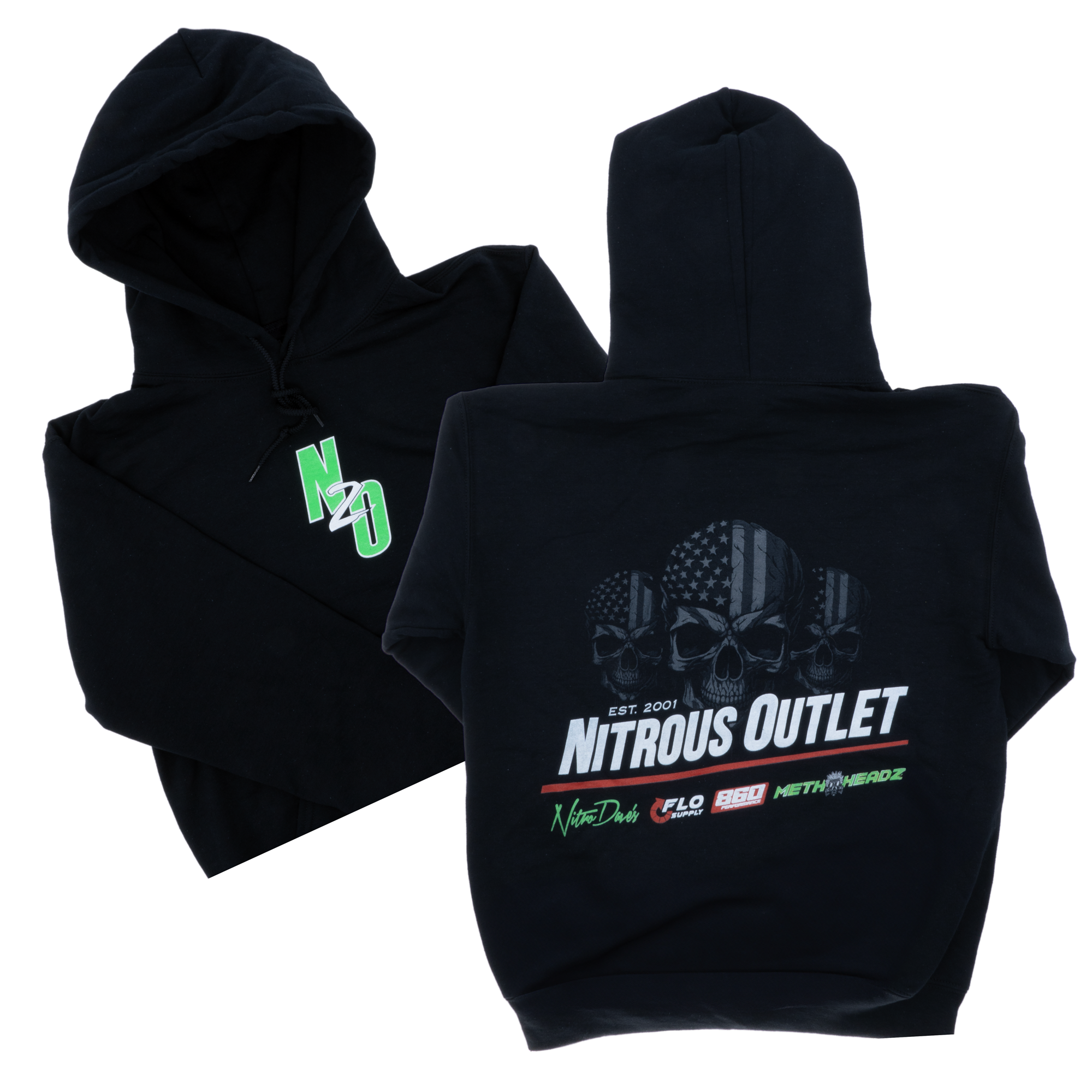 Nitrous Outlet Hoodie - Black/American Skull - Nitrous Outlet product image