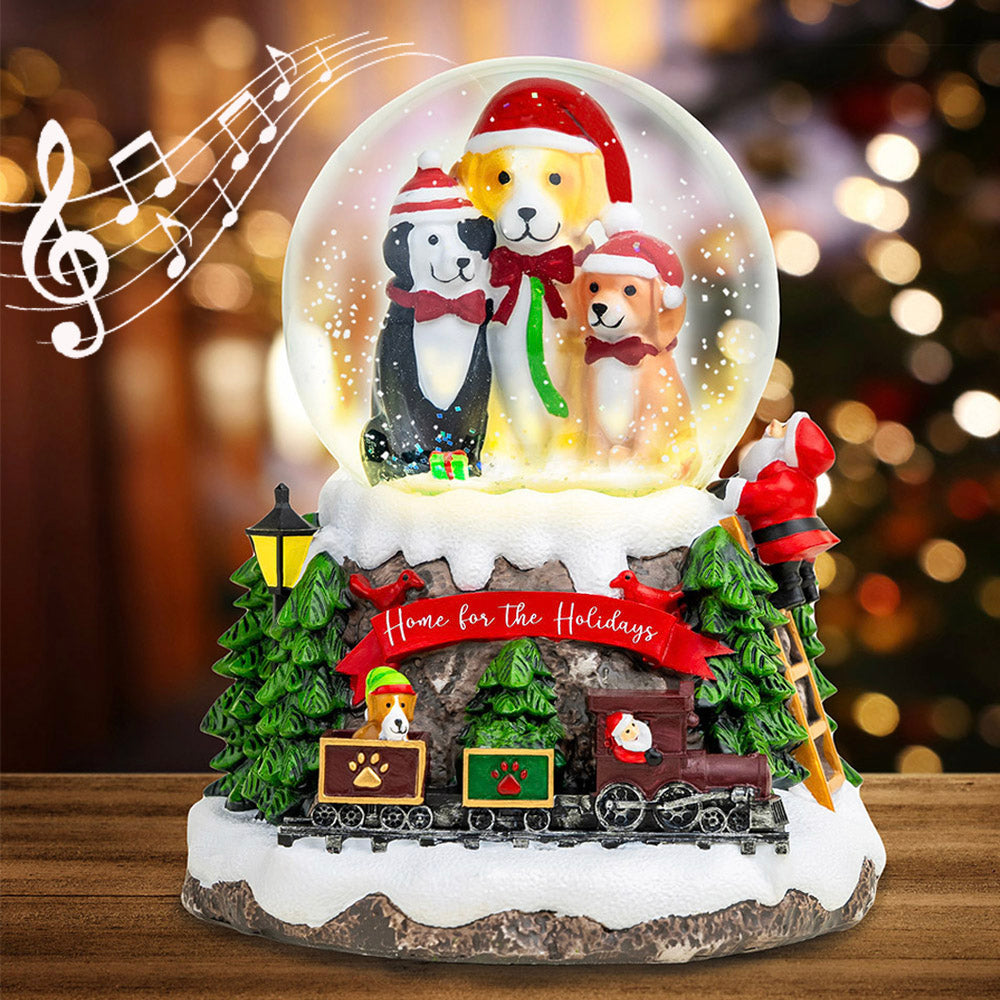 Image of Early Bird Special: iHeartDogs Exclusive- Home For The Holidays Christmas Musical, Water Glittering Dog Snow Globe - Plays 8 Traditional Holiday Songs Including Jingle Bells & Lights Up