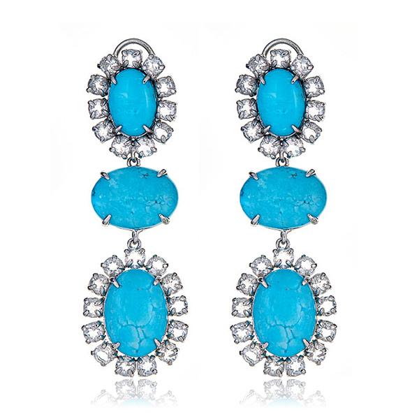 Bounkit Turquoise Round Cut Hoop Earrings HAUTEheadquarters