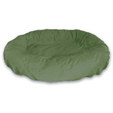 Load image into Gallery viewer, Olive Green Dog Bed Cover on Oval Bolster 
