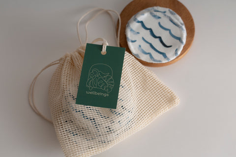 Set of Reusable Cotton Rounds with Wash Bag