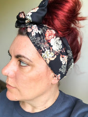 Black floral twist wire head scarf