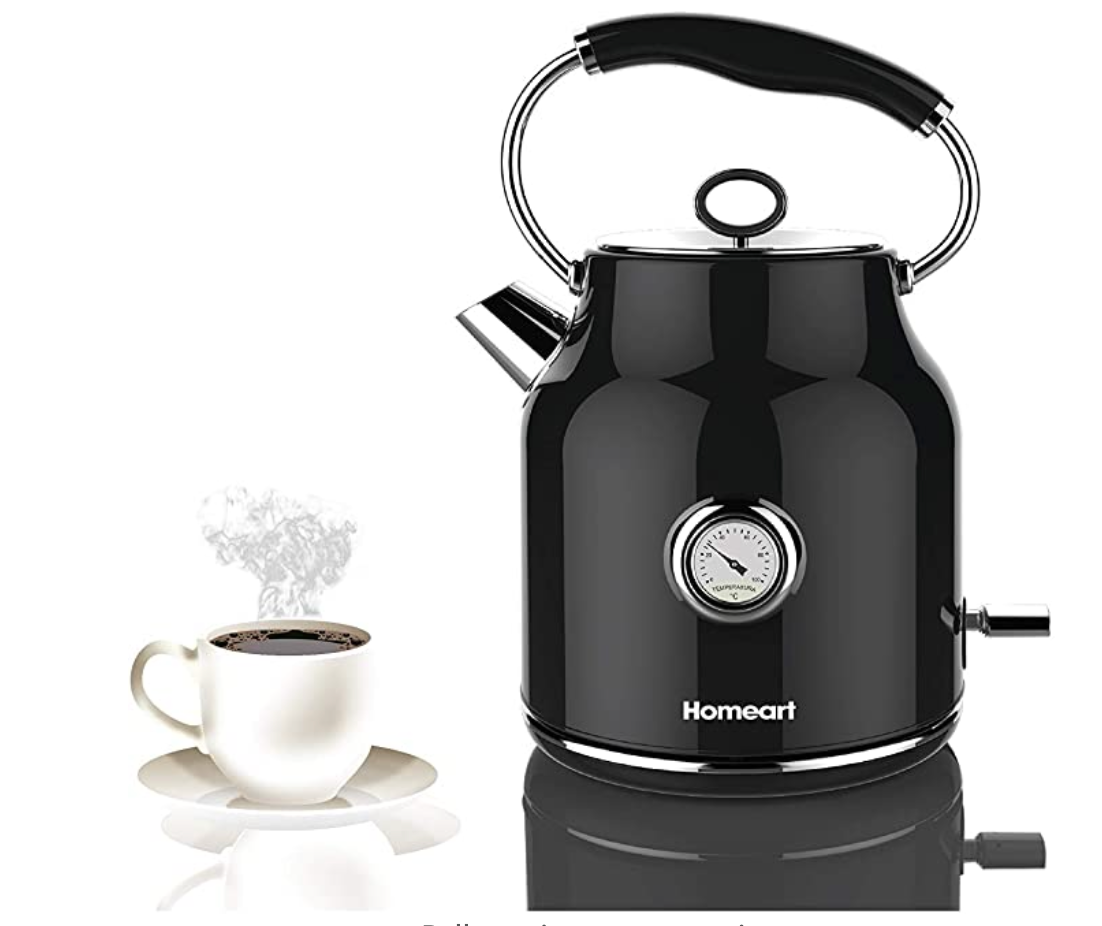 Homeart Alyssa Collection - Electric Cordless Dome Kettle and 4-Slice  Toaster with Adjustable Browning Control - Stainless Steel Retro Design,  Black