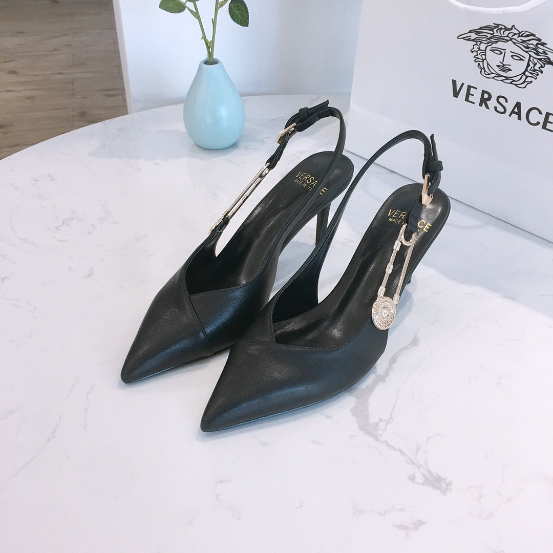 Versace Fashion Leather Women's High Heels Shoes Sandals 050