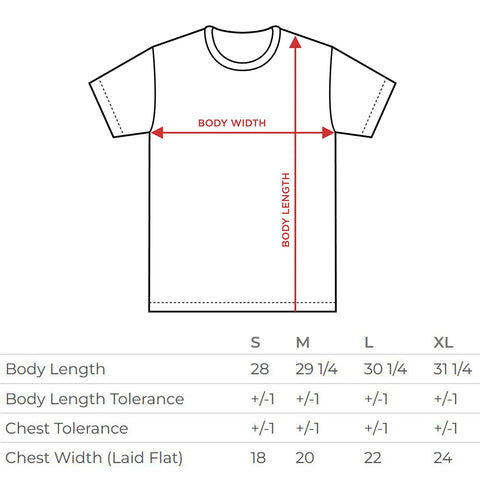 tee shirt size chart