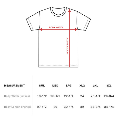 tee shirt size chart