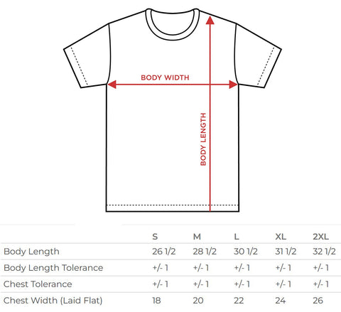 tee shirt size chart