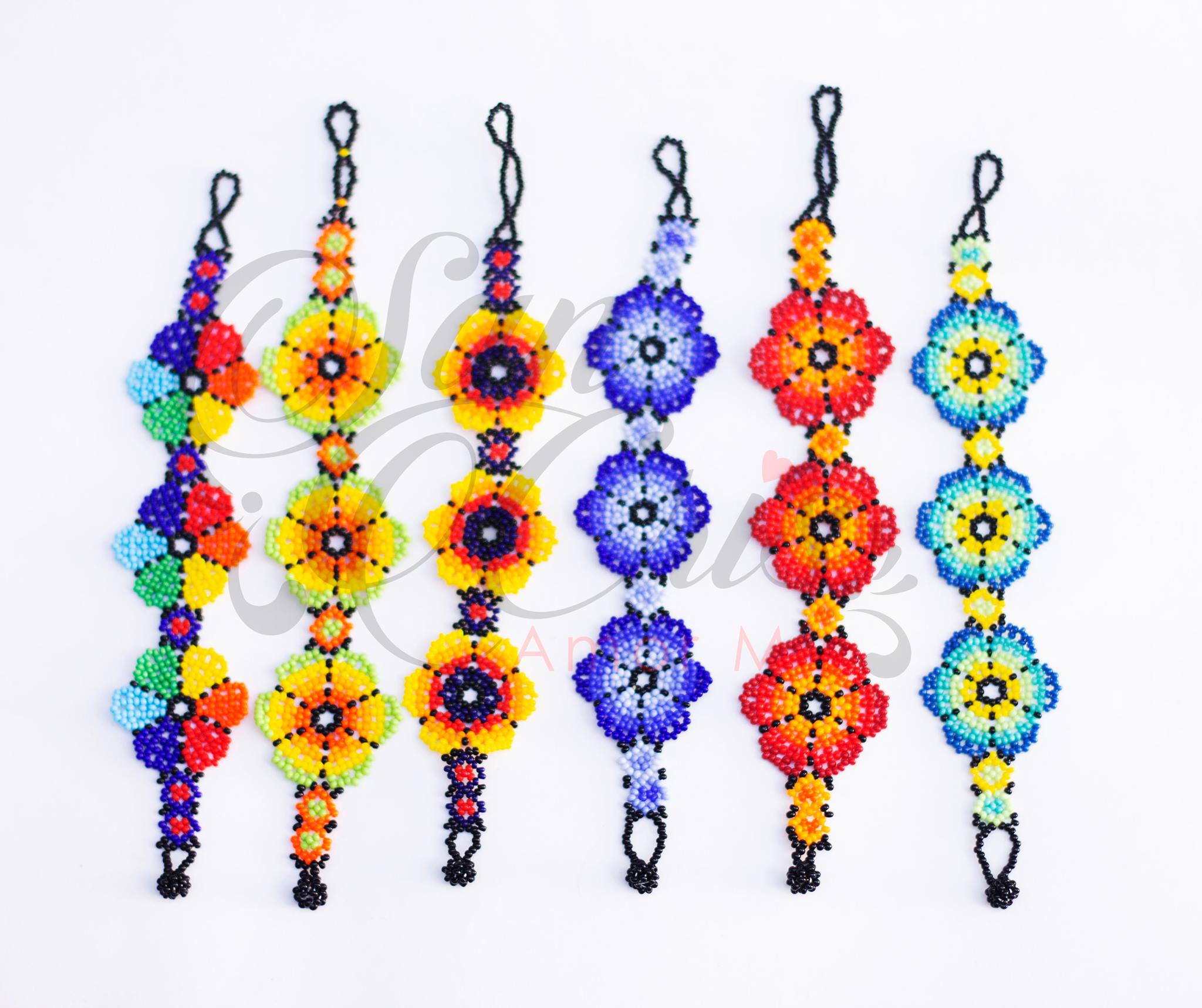 Pulsera Girasol Huichol Chaquiras / Hecho a Mano / Set 6 Piezas –  