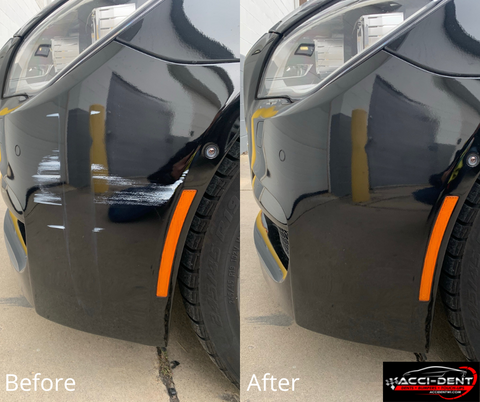 before and after of a car paint touch up by acci-dent in glendale, wisconsin