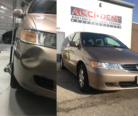 Gold Hyundai paintless dent repair before and after by acci-dent WI