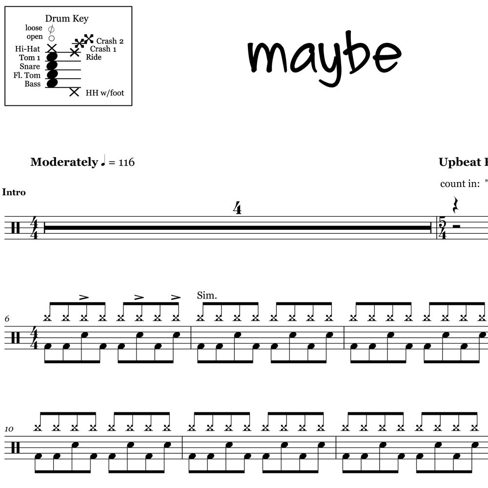 Maybe - Machine Gun Kelly - Drum Sheet Music