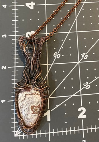 Wire Wrapped Pendant with Crazy Lace Teardrop