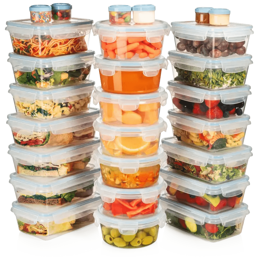 Set of 44 Piece Plastic Meal Prep Containers Easy Meal Prep