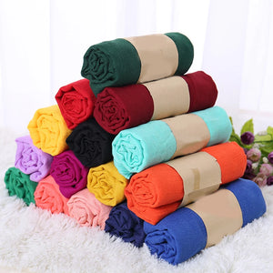 Soft Cotton Linen Scarf Women Muslim Crinkle Hijab Scarf Solid Color  Islamic Head Shawls and Wraps Female Headscarf Headwear - wataninc