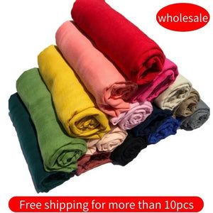 180x45cm Cotton Linen Solid Color Shawls And Wraps Travel Vacation Ladies Elegant Long Shawl Hijab Head Scarfs Thin Women Scarf - wataninc