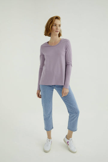 Long Sleeves T-shirt Miriam Round Neck, Lavender Mist