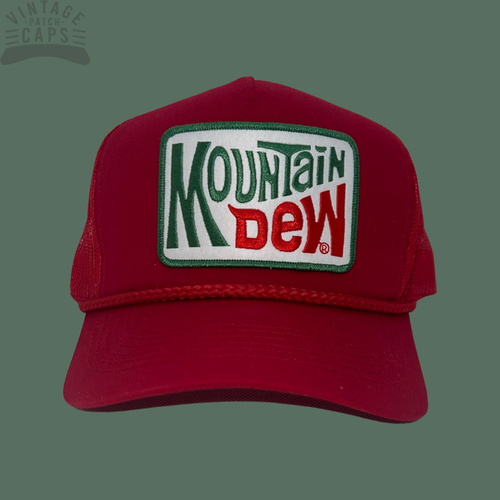 Mountain Dew Old School Hat - Distressed Red Snapback