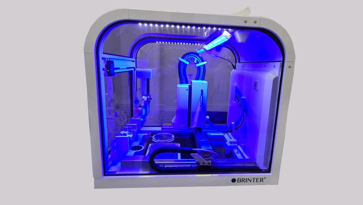 Brinter 3D bio-printer with blue light disinfection inside