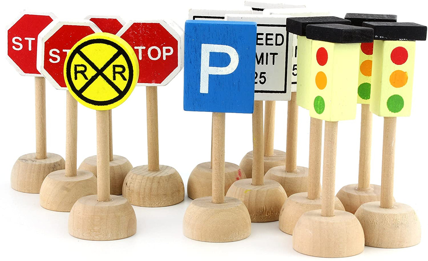 Kids Wooden Street Signs Playset (14-Piece Set) – Attatoy