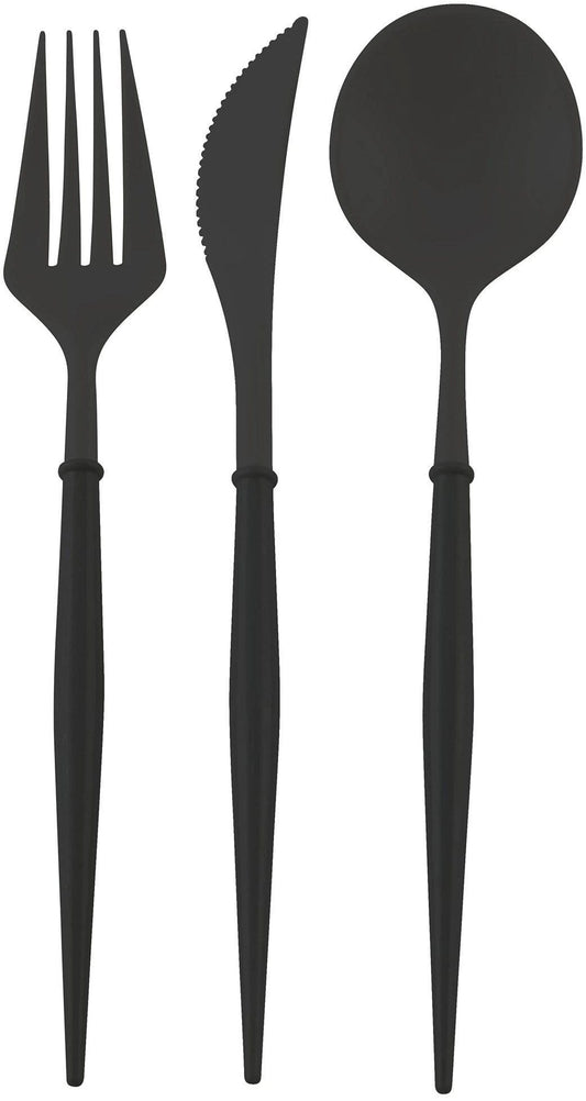 Cutlery Black/ Black Handle Plastic/ 24PC