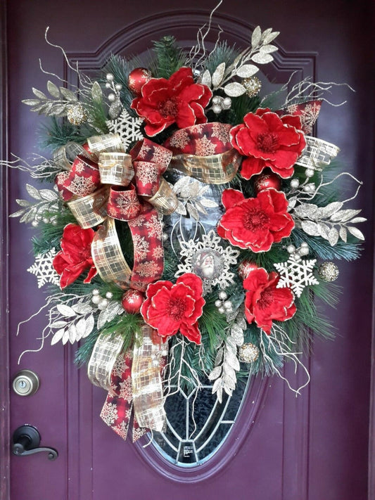 SALE!!!! Santa Door Wreath Christmas Sleigh Woodsy Decor Winter