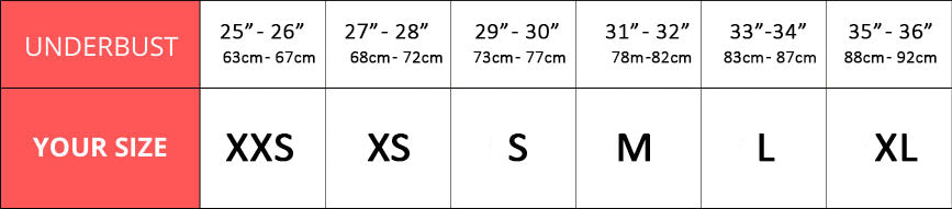 Size guide for bikini tops catered to small chests