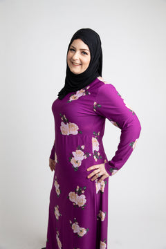 Purple Floral Modest Maxi Dress