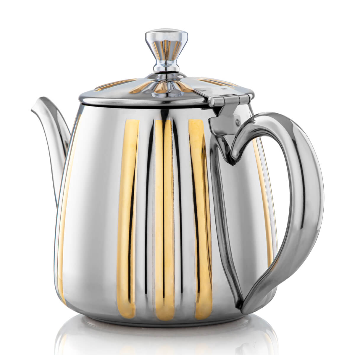 Almarjan 0.75 Liter Stainless Steel Teapot Silver & Gold - STS0010642
