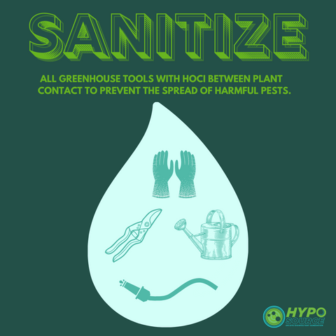 sanitize greenhouse tools with hypochlorous acid