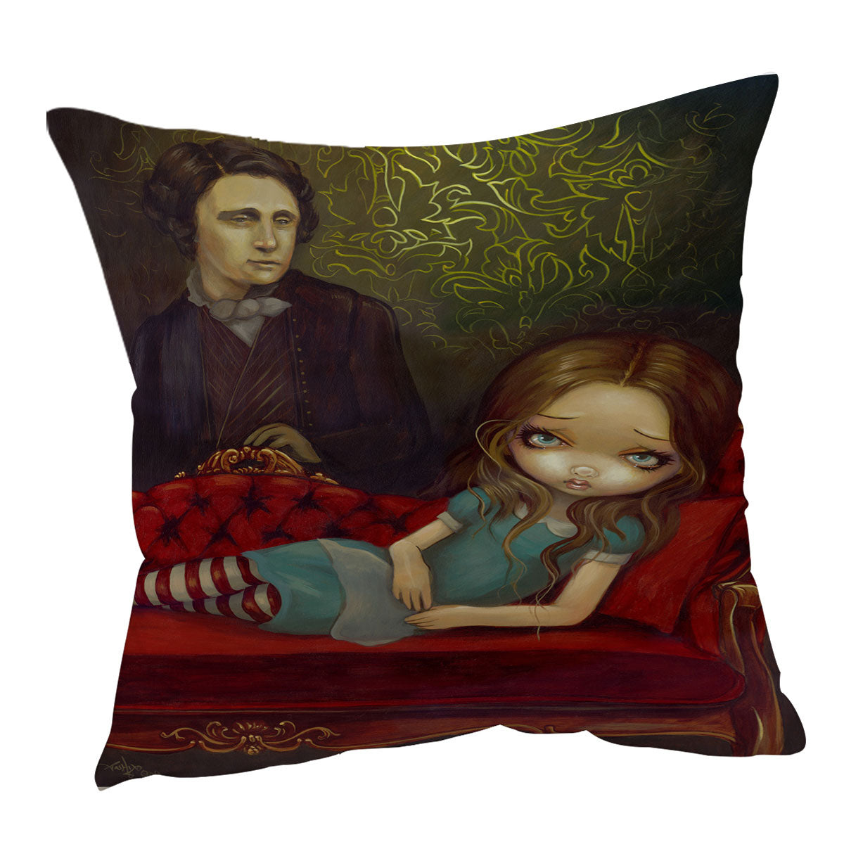 Alice and Lewis Carroll Throw Pillow