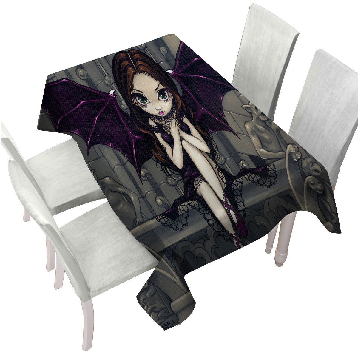 Gothic Fairy and the Gargoyles of Notre Dame Tablecloth