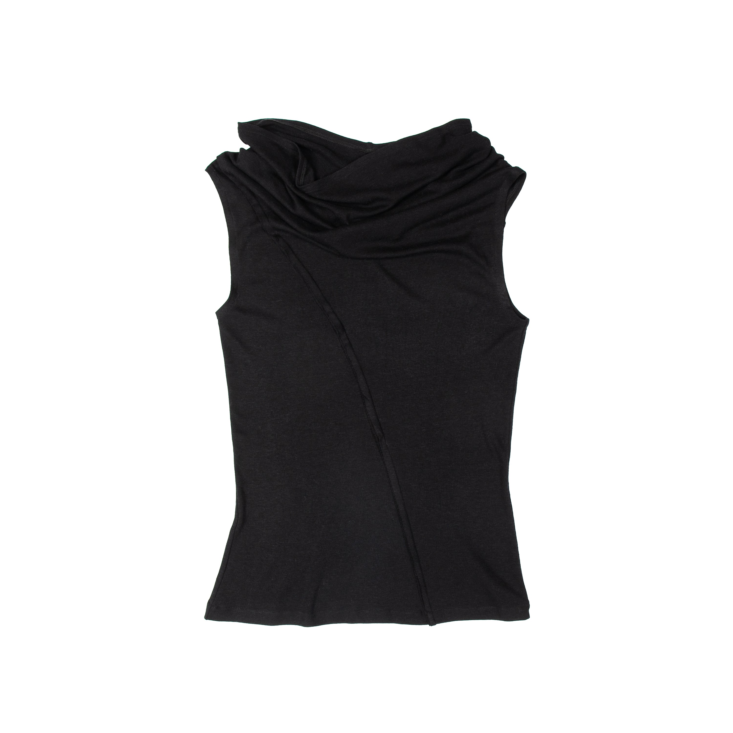 Drape Neck Tank Bamboo Merino Wool Black - PREORDER