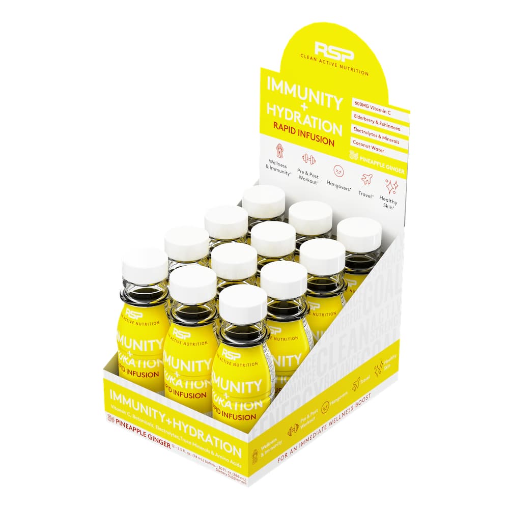 Image of RSP Nutrition Immunity + Hydration Shots, Rapid Infusion. On-The-Go, 12 Pack