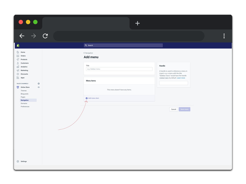 add sub collections in Shopify through navigation settings step 3