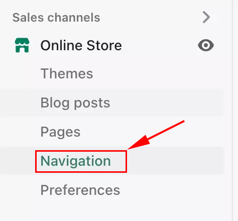 click on navigation to create shopify sub collections