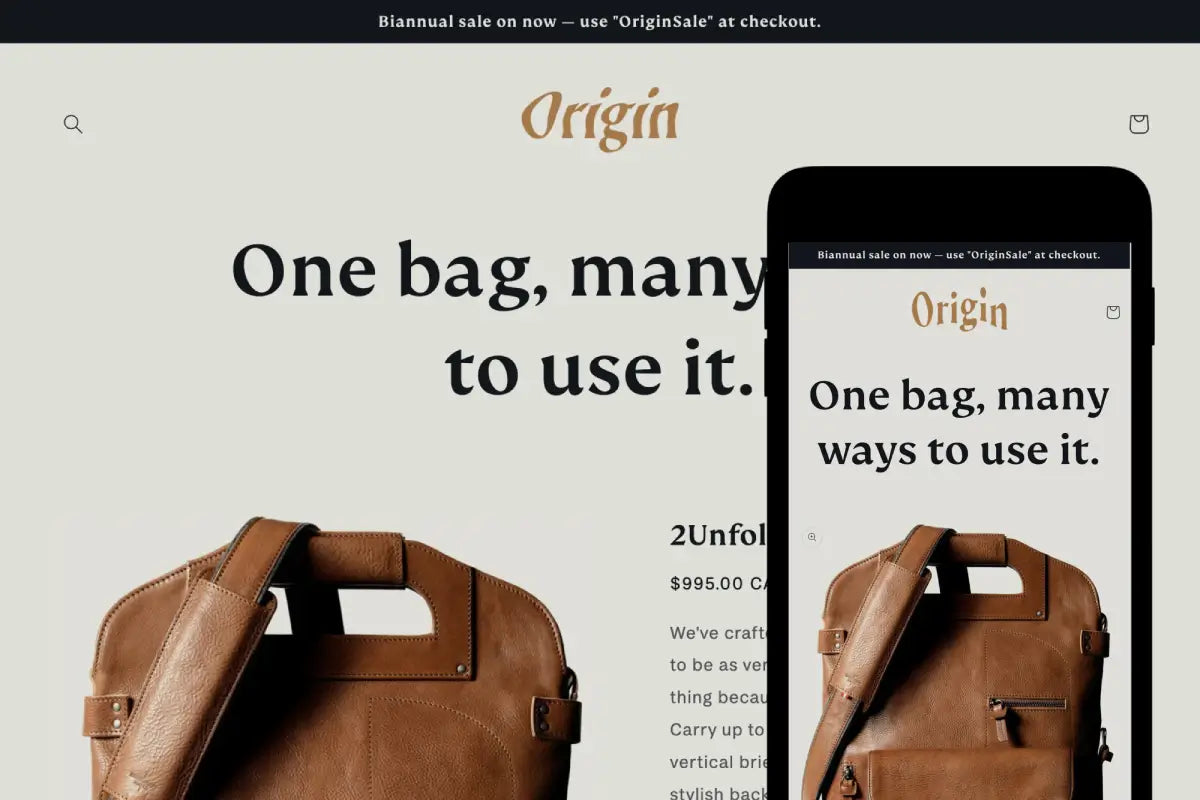 Origin Free Shopify Theme for Clothing Business