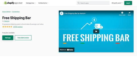 frees hipping bar shopify app EcomHeroes